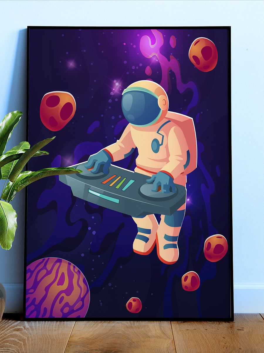 Astronaut DJ — space poster, synthwave space, neon space, aesthetic poster product image (1)