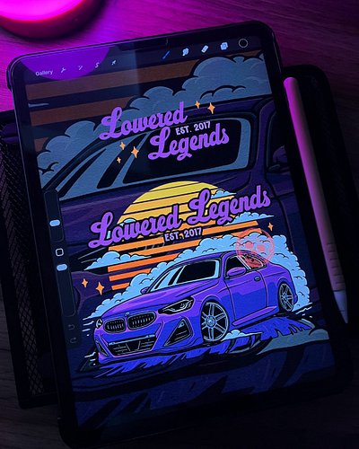 Bringing this lowered beast to life with bold colors and clean lines. 🔥
Loving how the vibe turned out — what do you think?

...