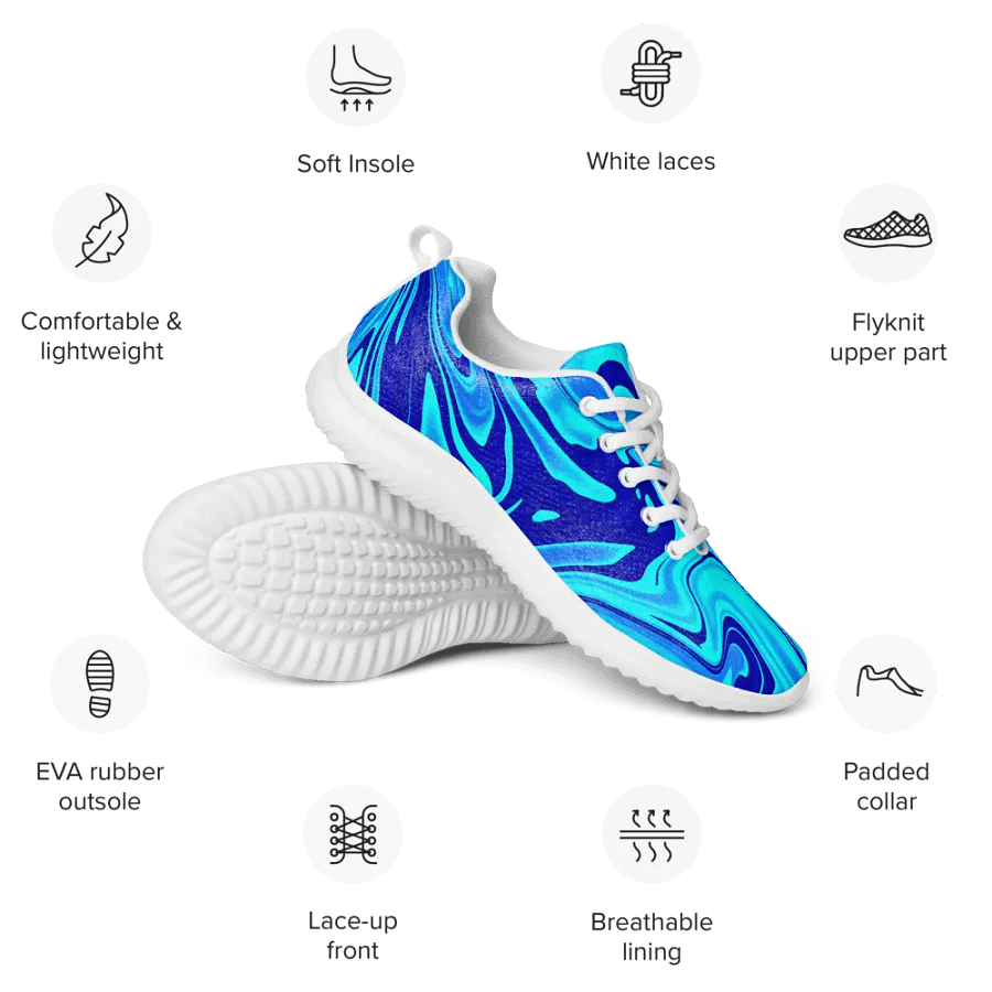 Women's Athletic Shoes - Light and Dark Blue Digital Fluid Art product image (7)