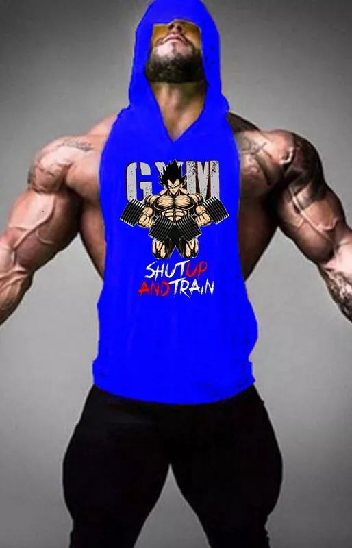 Men's Workout Hooded Tank Tops Bodybuilding Muscle T Shirt Sleeveless Gym Hoodie product image (5)