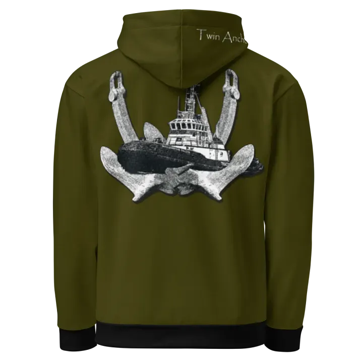 Green Twin Anchor Marco tug Hoodie product image (1)