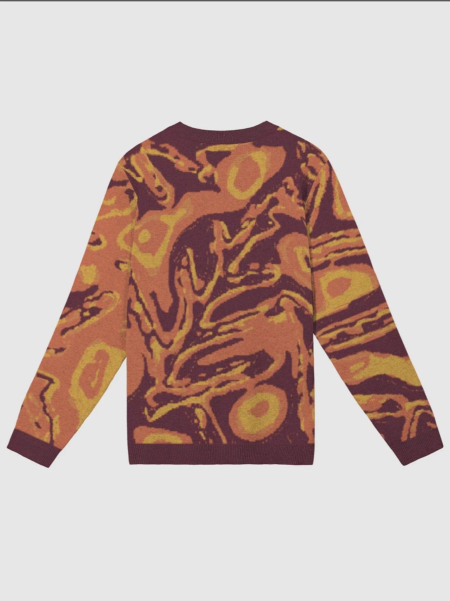 Burgundy Japanese Fiery Abstract Knitted Classic Sweater product image (2)