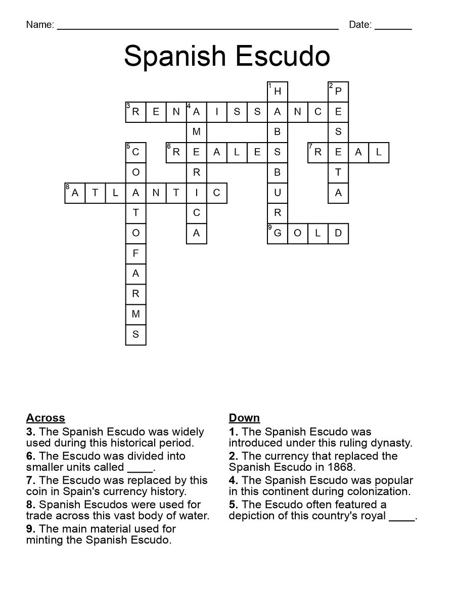 OLD GOLD COIN Crossword Puzzle - Spanish Escudo product image (3)