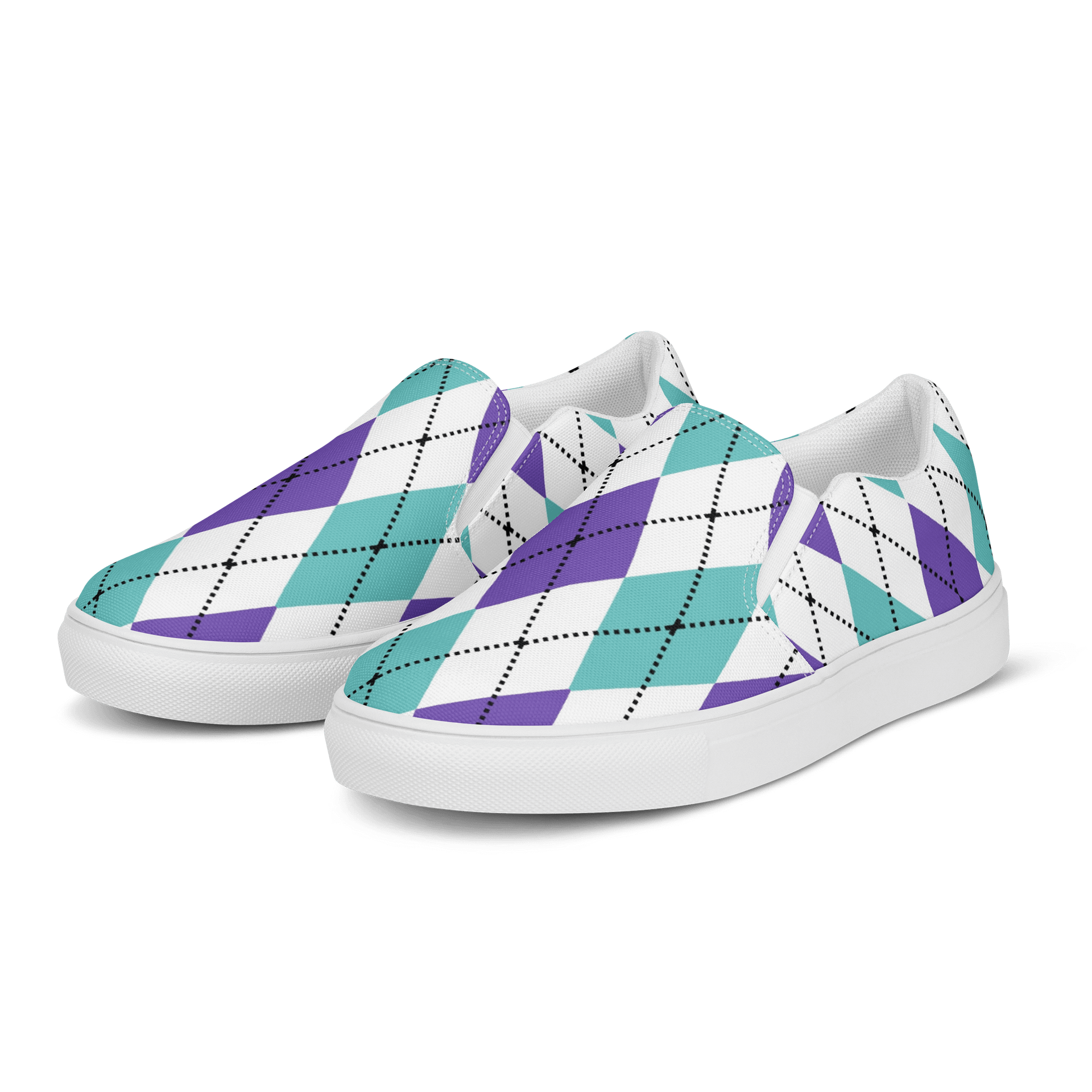 White Argyle Women's Slip-On Shoes product image (3)
