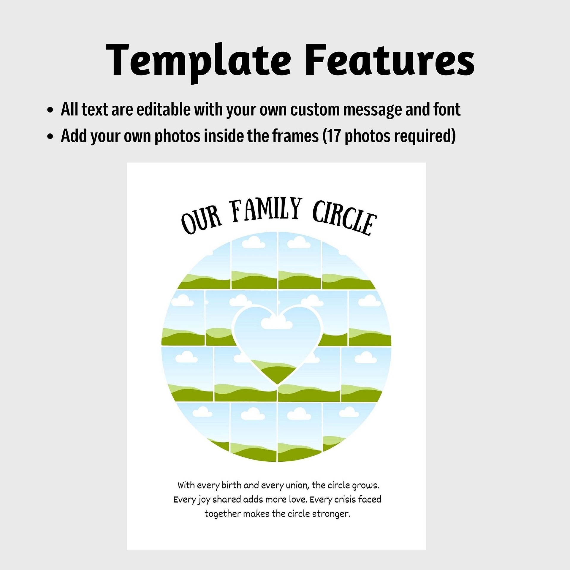 Family Circle Photo Collage Canva Template product image (4)