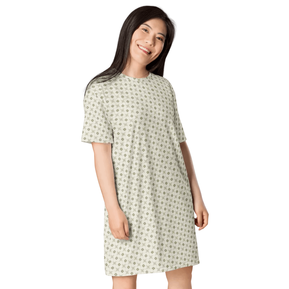 Green Geometric Pattern T Shirt Dress product image (3)