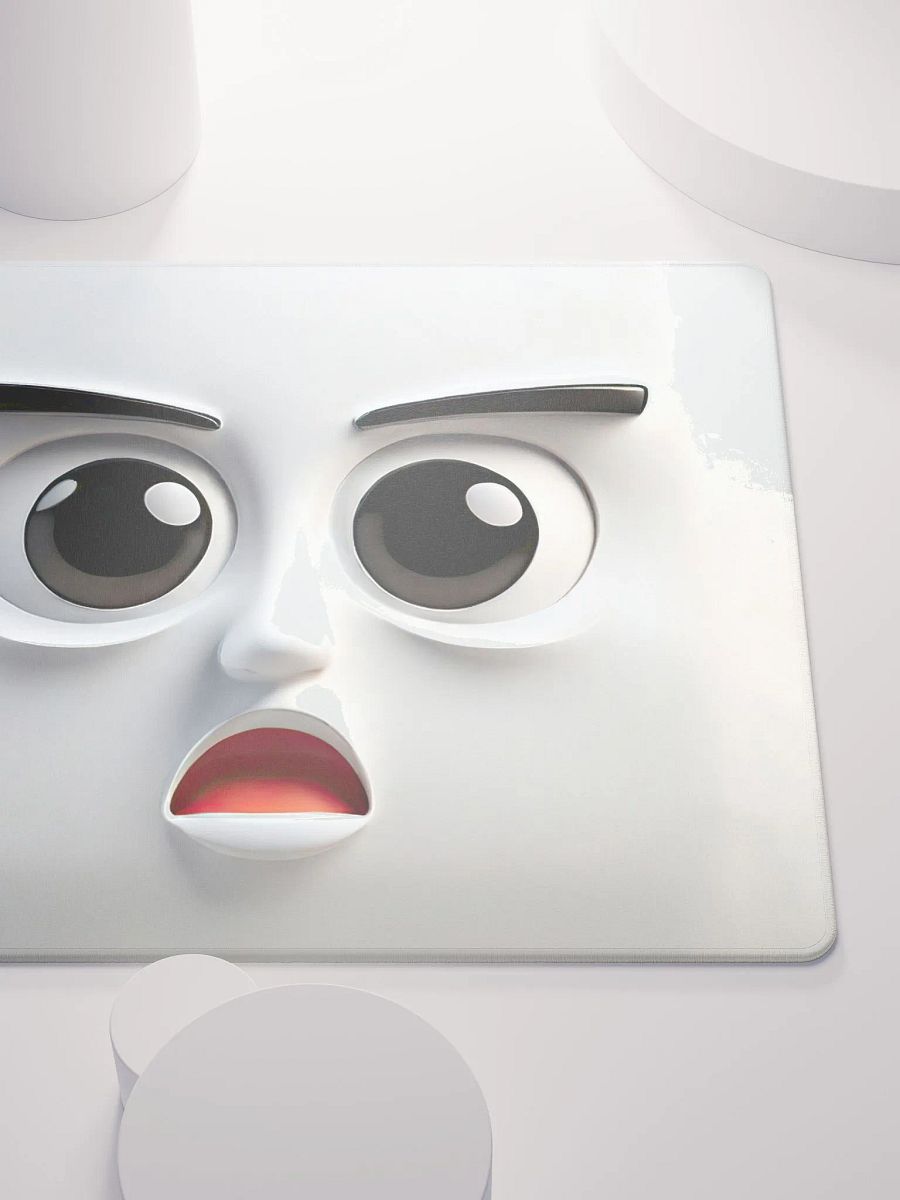 Startled Expression Premium Mouse Pad: Add a Touch of Whimsy to Your Workspace! product image (5)