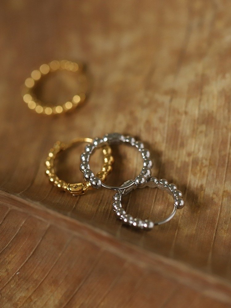 Gold Round Bead Earrings | 18K Gold Plated. product image (7)