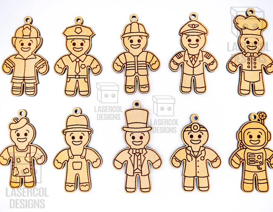 Gingerbread Cookies Christmas Ornaments Set 3 - Laser Cut Files product image (10)