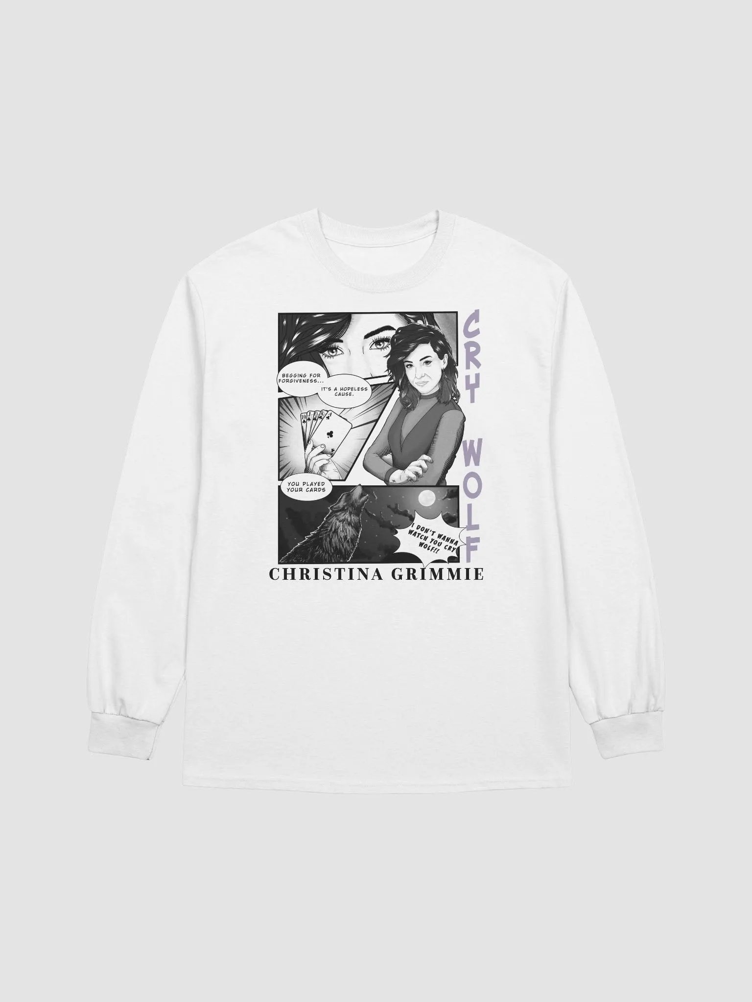 Cry Wolf Comic - Long Sleeve White Tee product image (2)