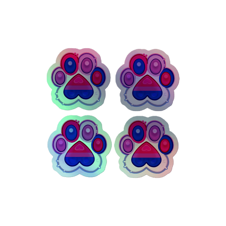 Bisexual Pride Paw Print Holographic Kiss Cut Sticker Sheet product image (1)