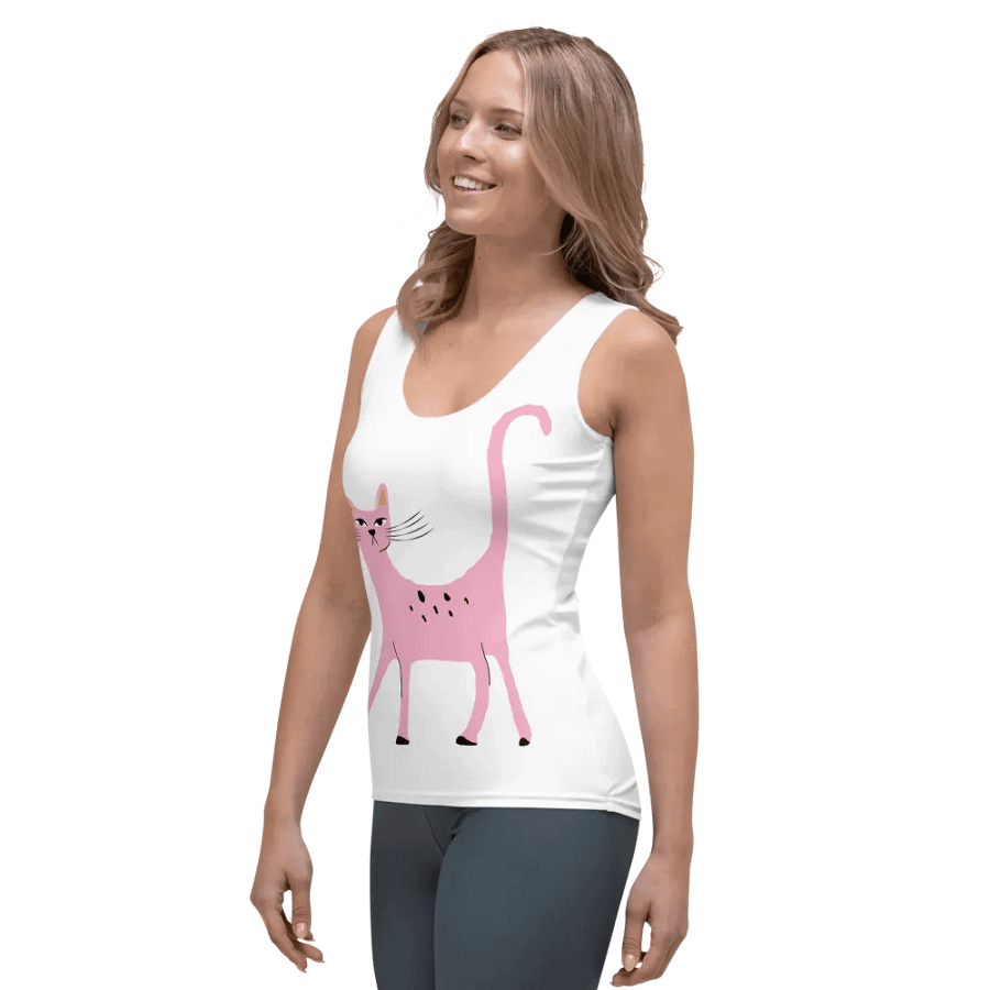 Stylish Pink Cat Tank Top product image (7)