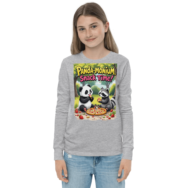 Panda-monium Snack Time! Youth Long Sleeve Tee product image (4)