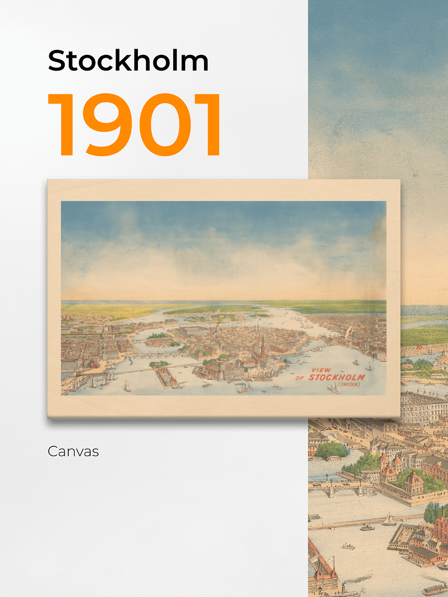 Stockholm Aerial View Canvas Print – 1901 Hand-Drawn Cityscape product image (1)