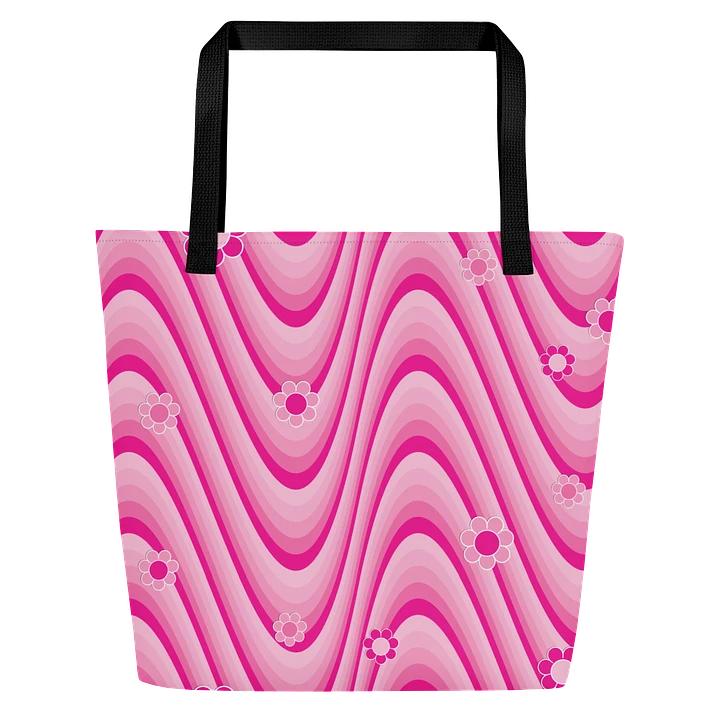 Retro Flowers Pink Wave Tote Bag product image (1)