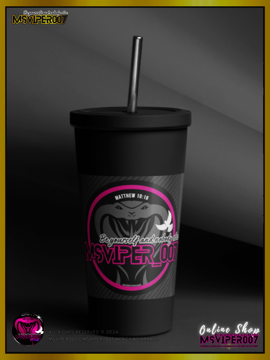 Tumbler - "MsViper_007™ Brand [pink/blk] - Support&Sport" Insulated Tumbler with a Straw By Anna H. product image (11)
