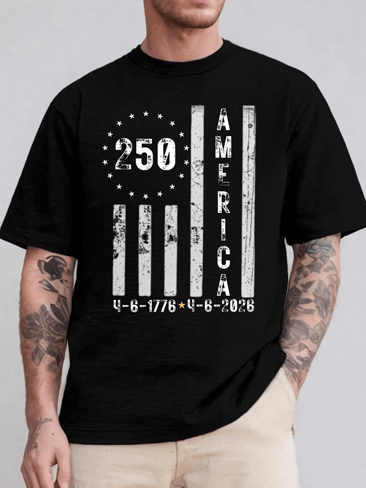 Vintage American Flag T-Shirt | 250 Years 1776-2026 | Distressed USA Flag Tee | 4th of July Shirt | Patriotic Vintage Design | America Birthday Celebration | Grunge Flag Shirt product image (1)