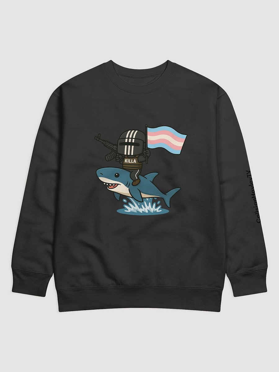 Waves of Pride – Blahaj Rider Killa Sweatshirt (Trans Flag Edition) product image (2)
