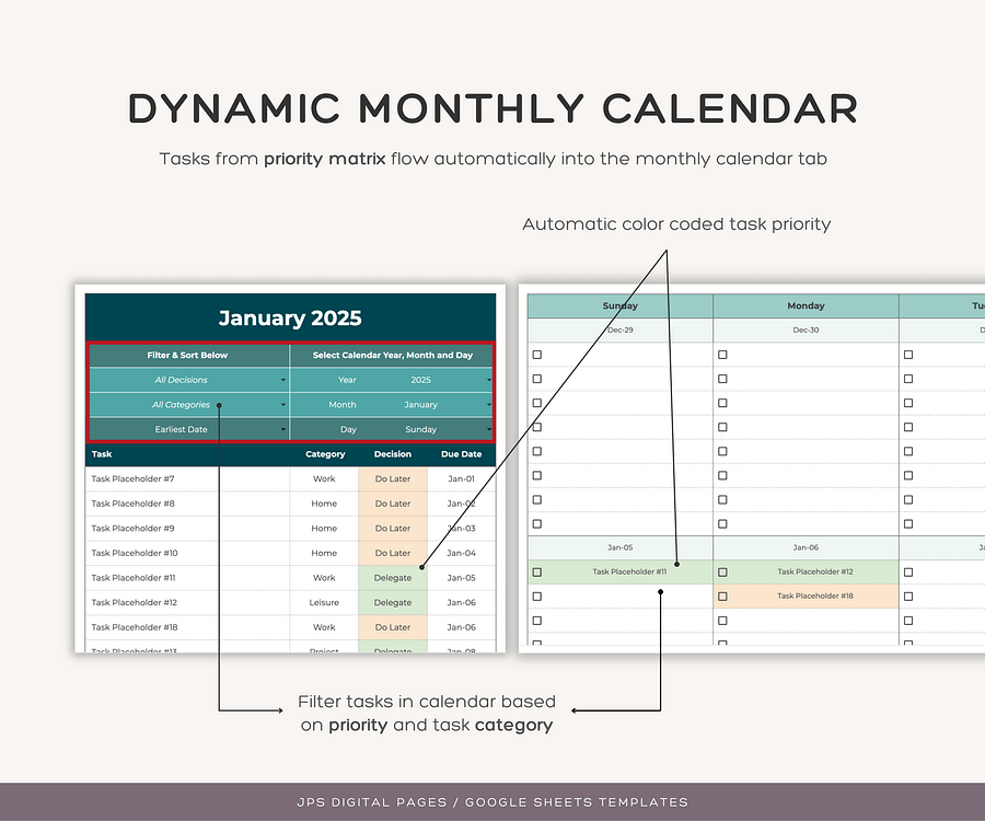 Priority Tracker Eisenhower Matrix, Google Sheets Template product image (6)
