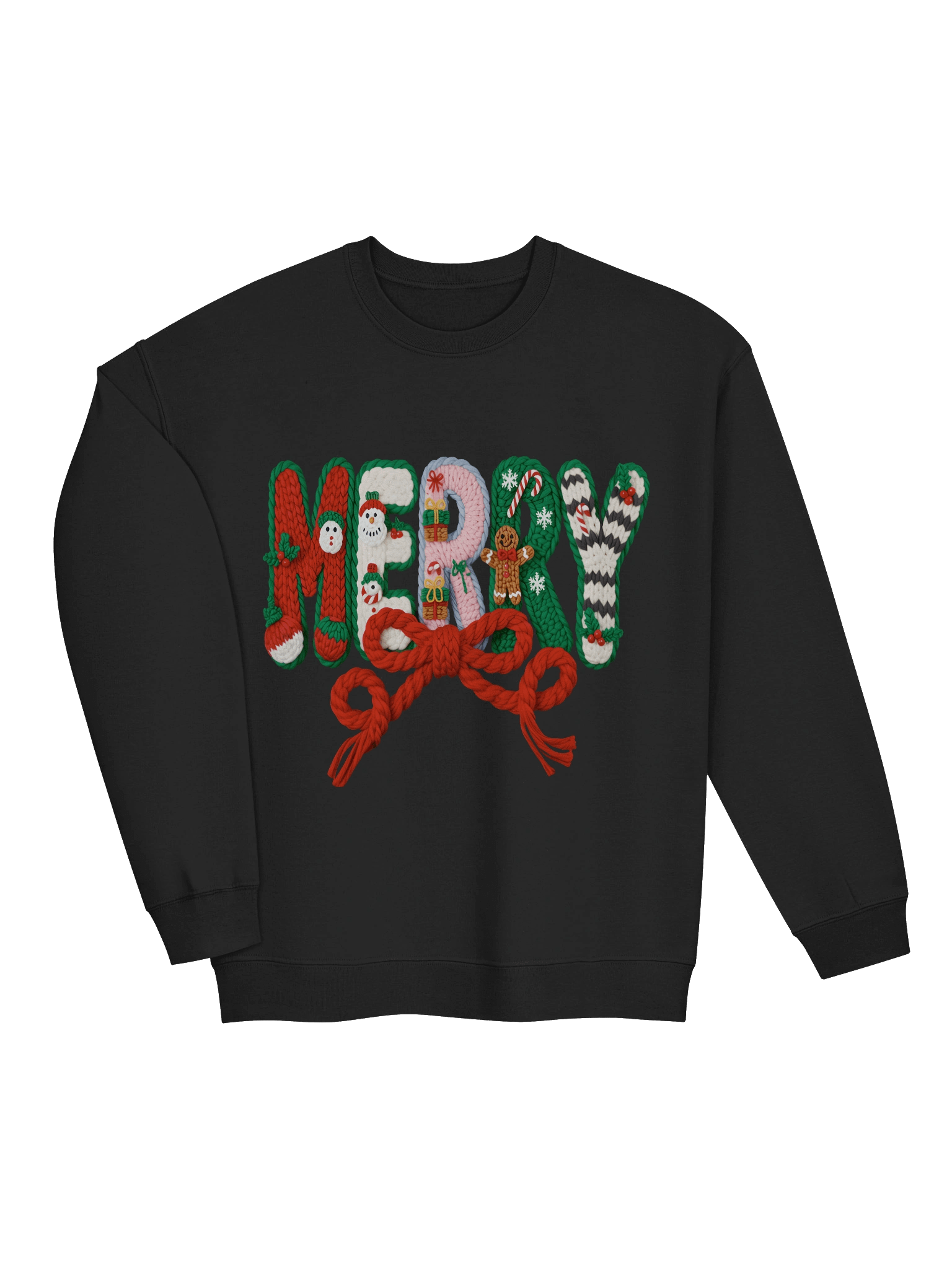 Faux Crochet Graphic Print | Merry Crewneck Sweatshirt product image (3)