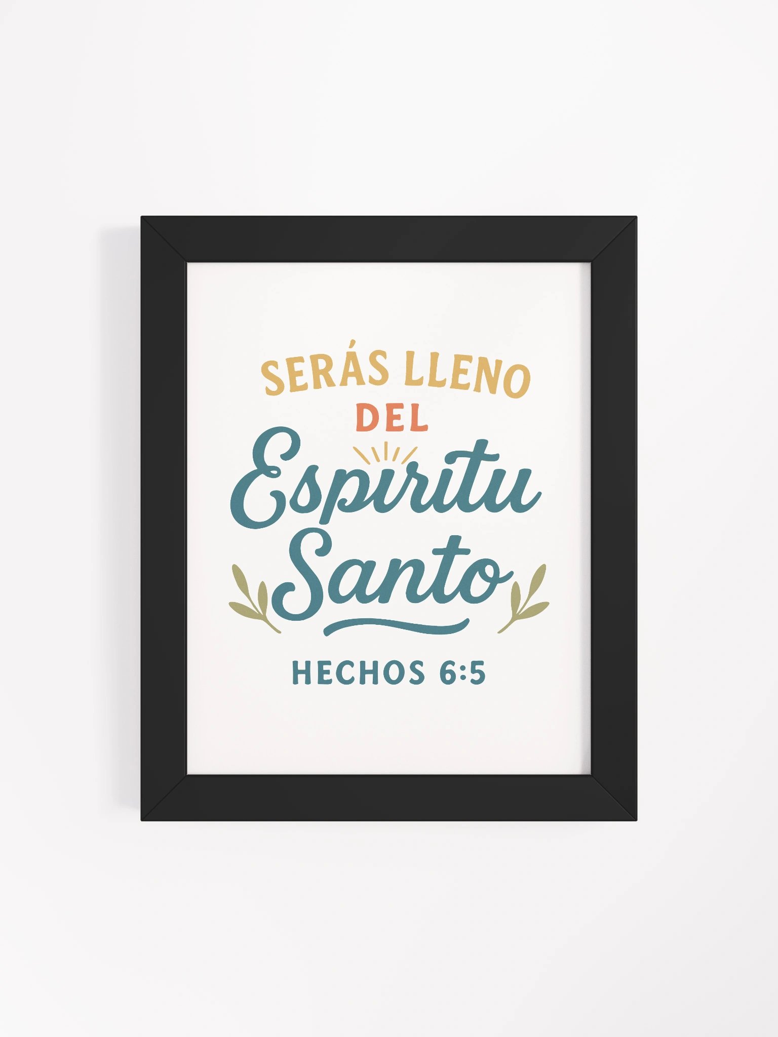 Framed Christian Poster – “Serás Lleno del Espíritu Santo” – Spanish Acts 6:5 (inches) product image (4)