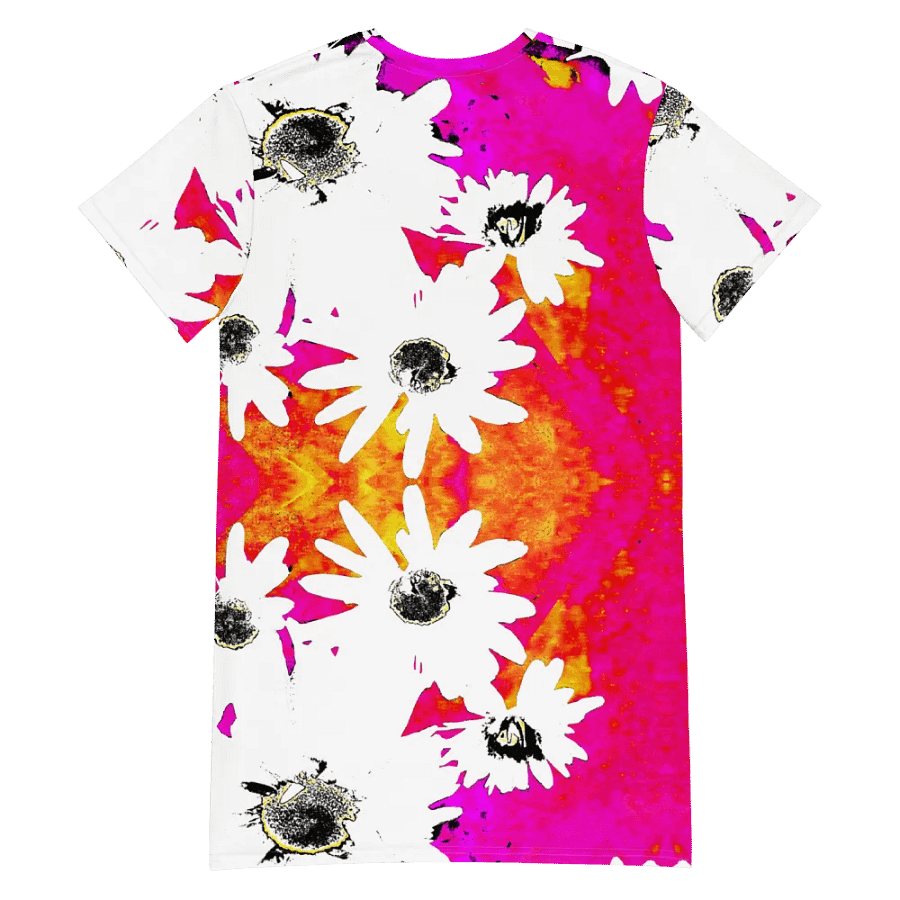 Abstract Vibrant Colourful Daises Ladies T Shirt Dress product image (6)