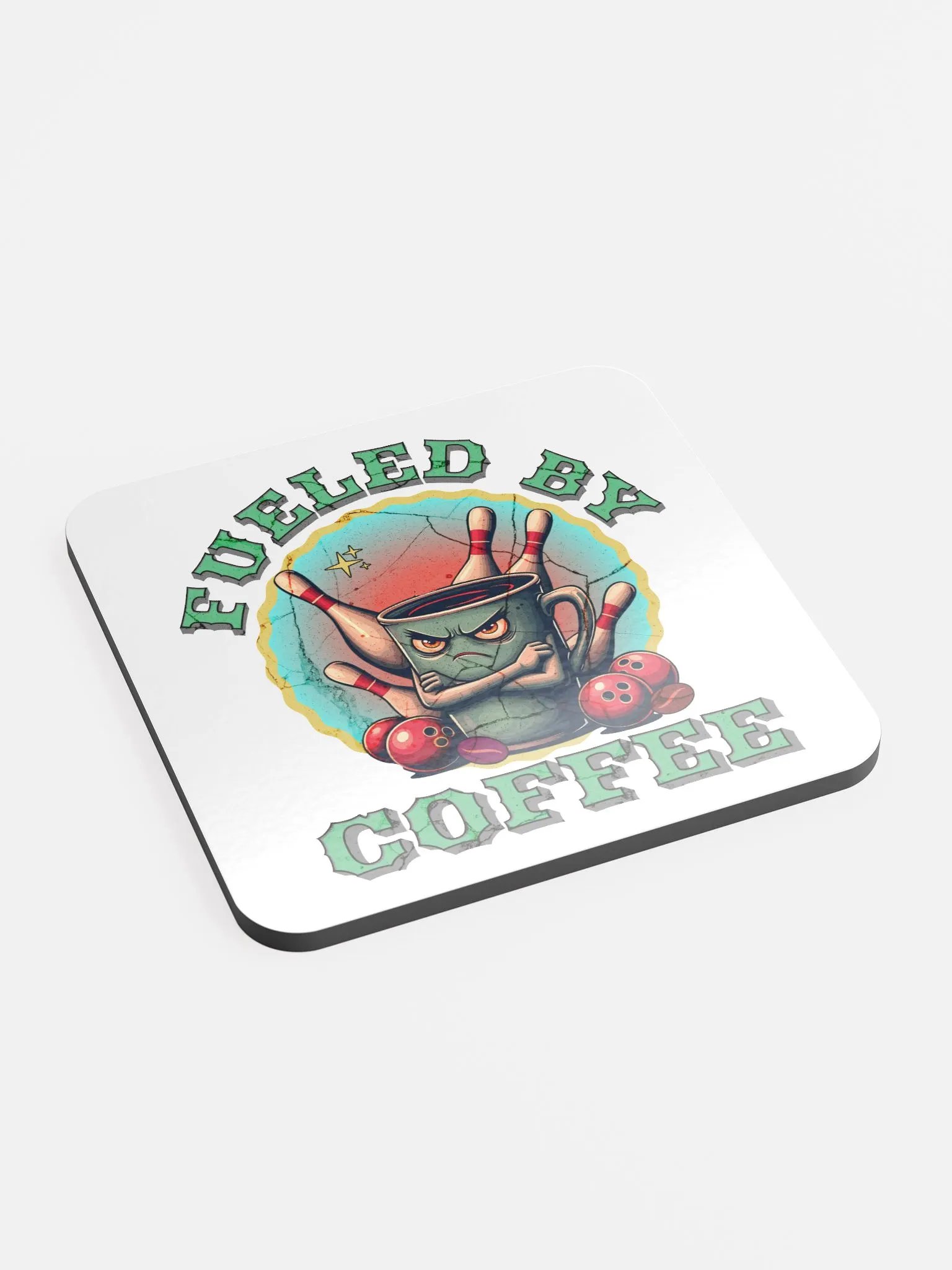 Fueled by Coffee Bowling Glossed Cork Coaster product image (3)