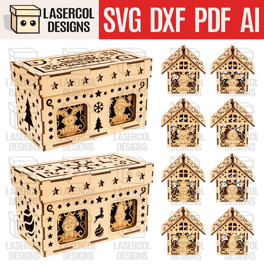 Christmas Characters Houses Ornaments Box Set 1 & Set 2 - Laser Cut Files product image (1)