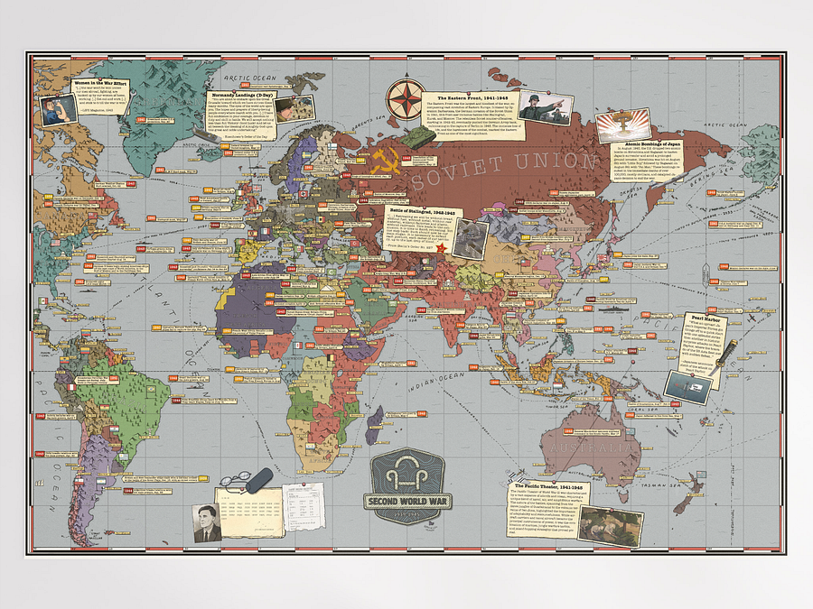 Ultimate WW2 Infographic Map | Poster | Armchair History TV