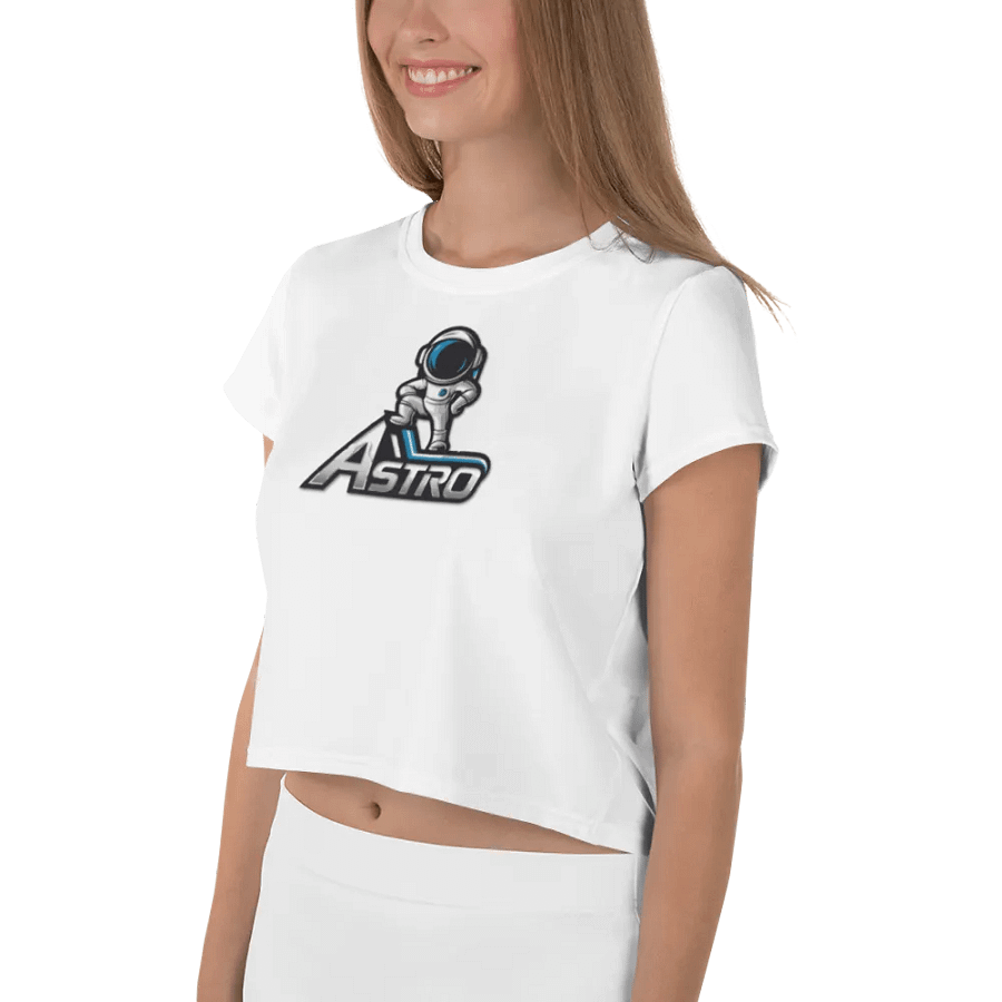 Astro Women's Crop Tee - Trendy Astronaut Graphic in White product image (9)