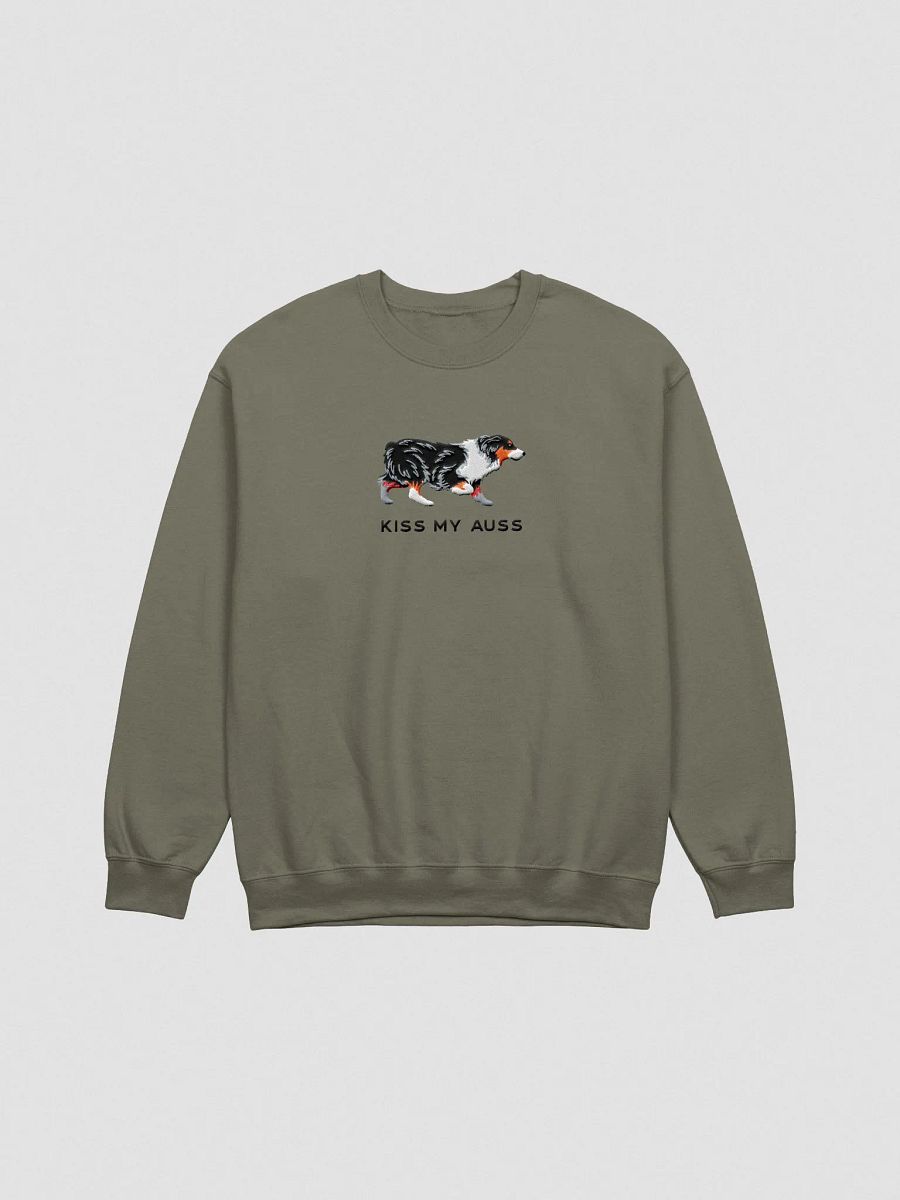 Kiss My Auss Sweatshirt (Embroidered) of an Australian Shepherd(Tricolor) product image (4)