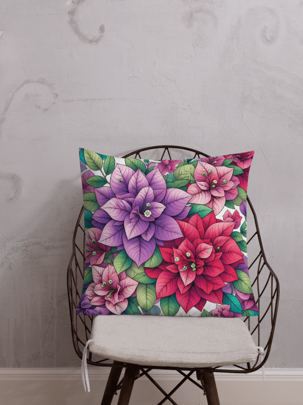 Vibrant Floral Symphony Premium Pillow | AI Design flower Horstensia product image (1)