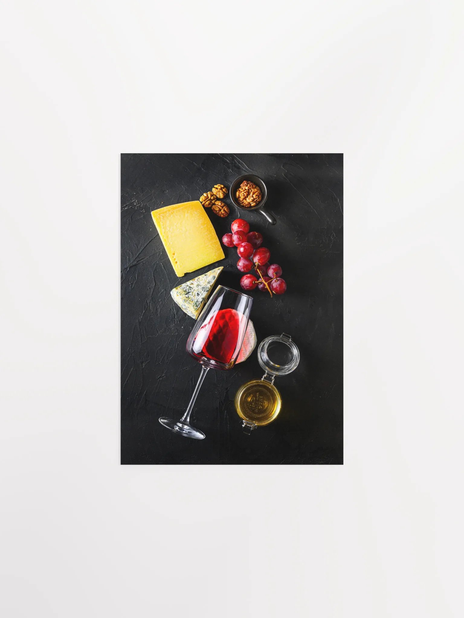 Red wine and cheese (Italian, Spanish cuisine) — Food kitchen poster/blackboard, kitchen wall art, aesthetic poster, minimalist poster product image (2)