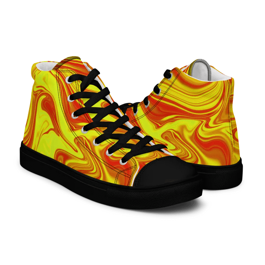 Men's High Top Canvas Shoes - Yellow and Red Digital Fluid Art product image (11)