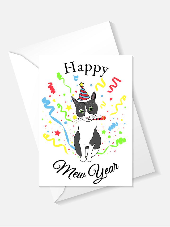 "Happy Mew Year" digital download greeting card product image (1)
