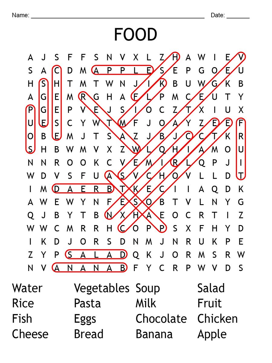 Printable Food Word Search – 16 Key Vocabulary Puzzle Activities! product image (2)