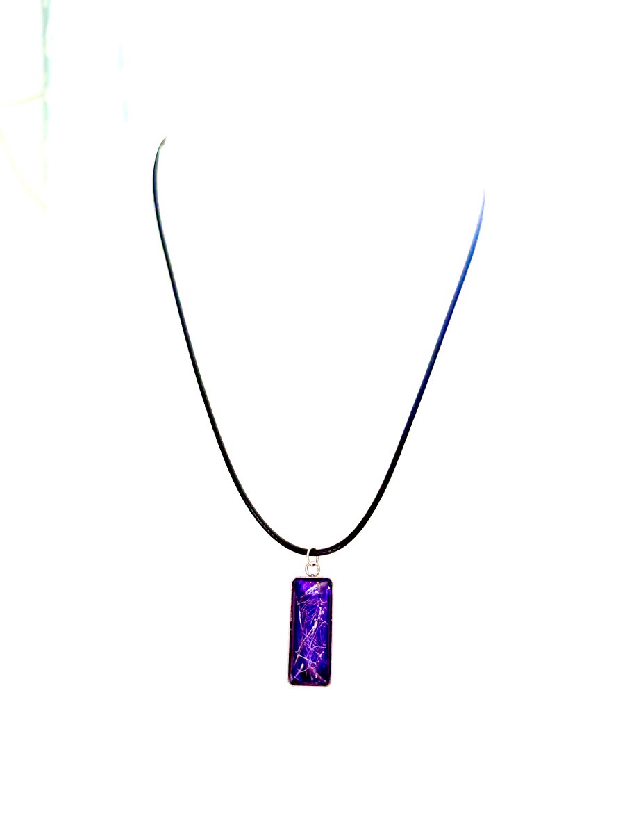 Electric Tide Pendant Necklace | Purple & Silver | Rectangle Cabochon | Monique Faella Designs™ | MFD-00158 product image (3)