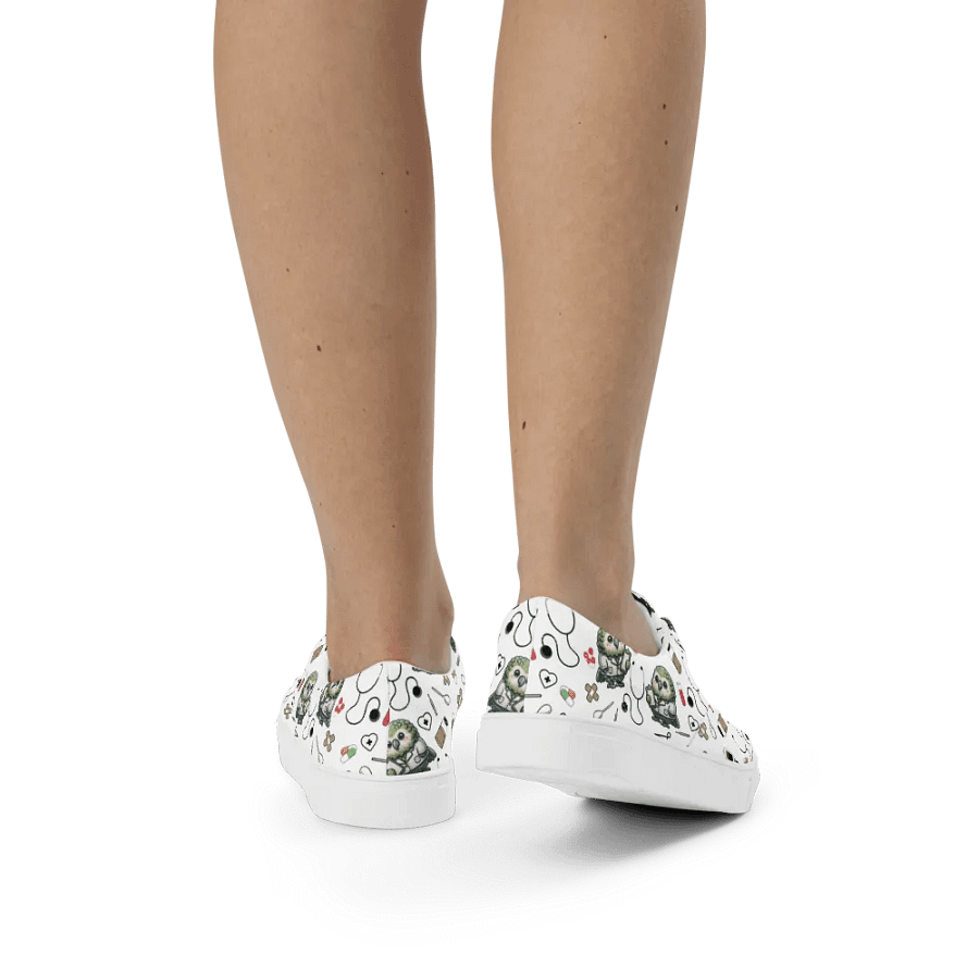 Cute Medical Kakapo Lace-up Canvas Shoes (White) product image (3)