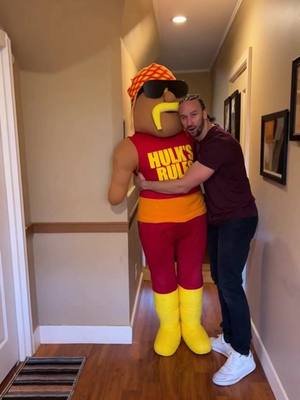 I walked into the house and got greeted by a life size Hulk Hogan plush. That totally caught me off guard. #WWE #ProWrestling #WrestlingTok #toys #fyp      