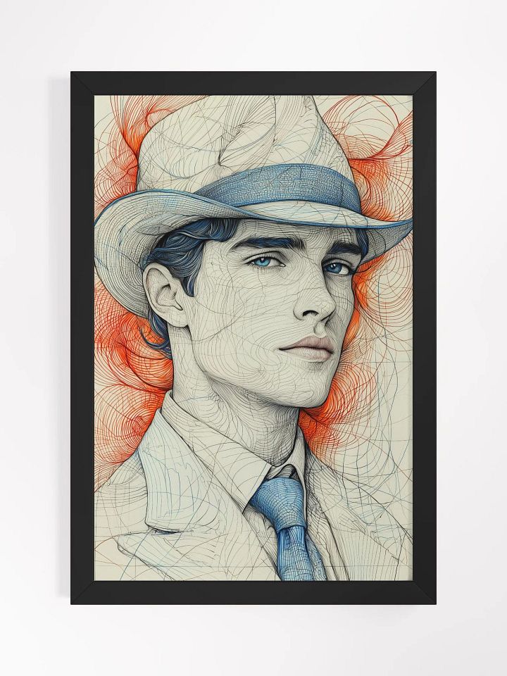 Retro Charm: Line Art Portrait of a Man in a Blue Tie product image (1)