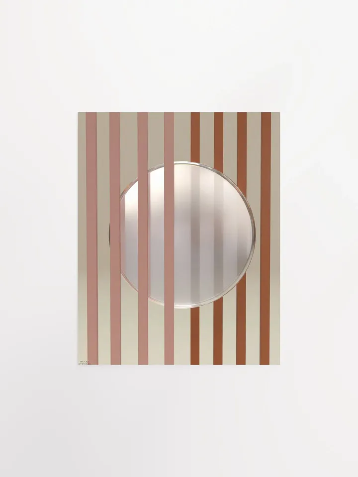 Minimalist 3D Digital Art | Pink and Brown Lines White Circle on Nude Background product image (2)