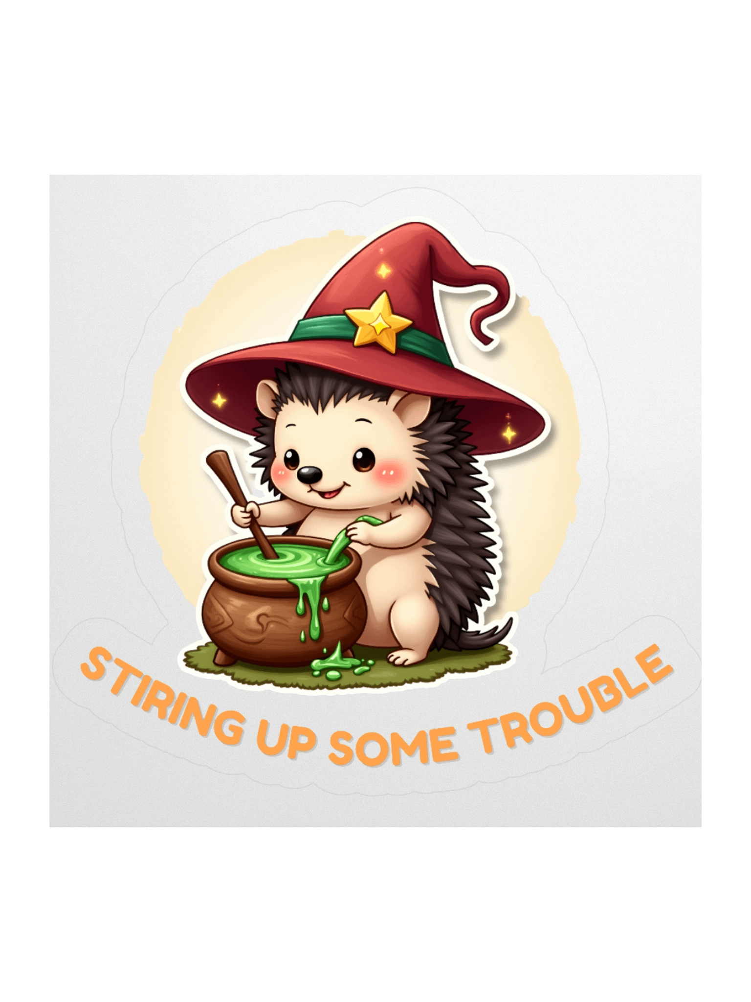 Stirring Up Some Trouble – Cute Hedgehog Sticker product image (1)