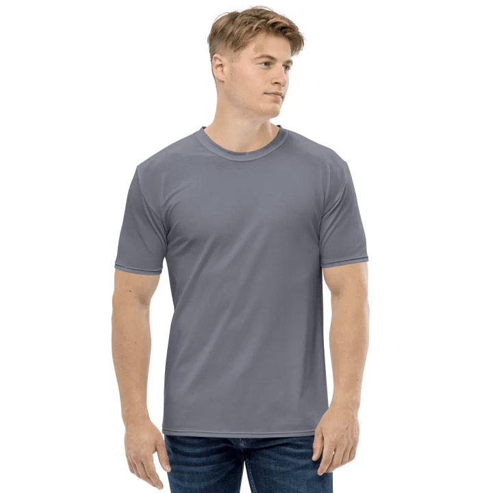 Plain Cool Medium Gray Light Summer Men's Crewneck Polyester Heavyweight Premium T-Shirt by Treasure Pie product image (1)
