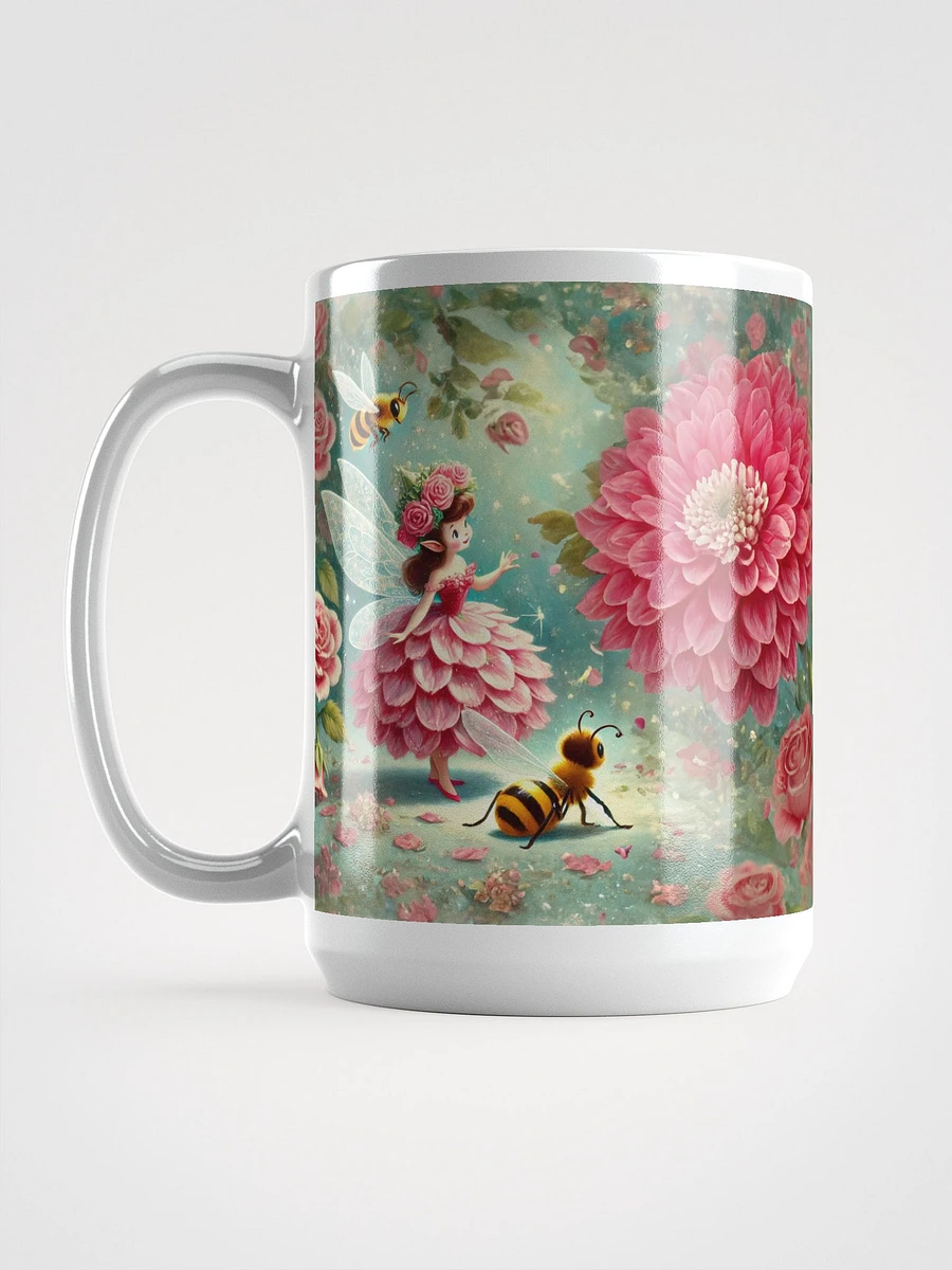 Pink Rose Fairy and Bees Glossy White Mug product image (6)