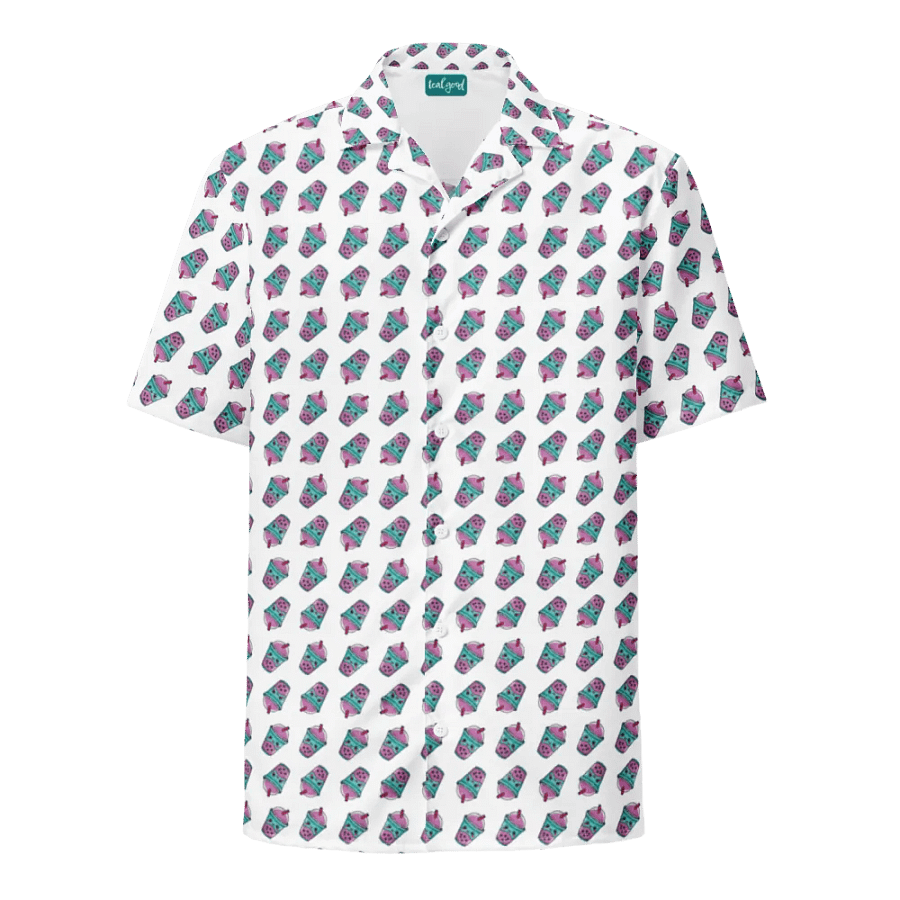 Kawaii Hawaii Bubble Tea Short Sleeve Button-Up Shirt product image (1)