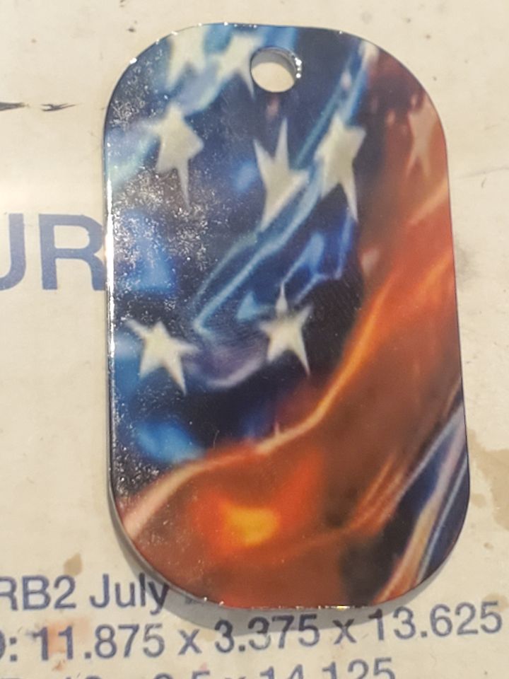 Handmade Red, White & Blue Sublimated Dog Tag Keychain/Necklace product image (1)