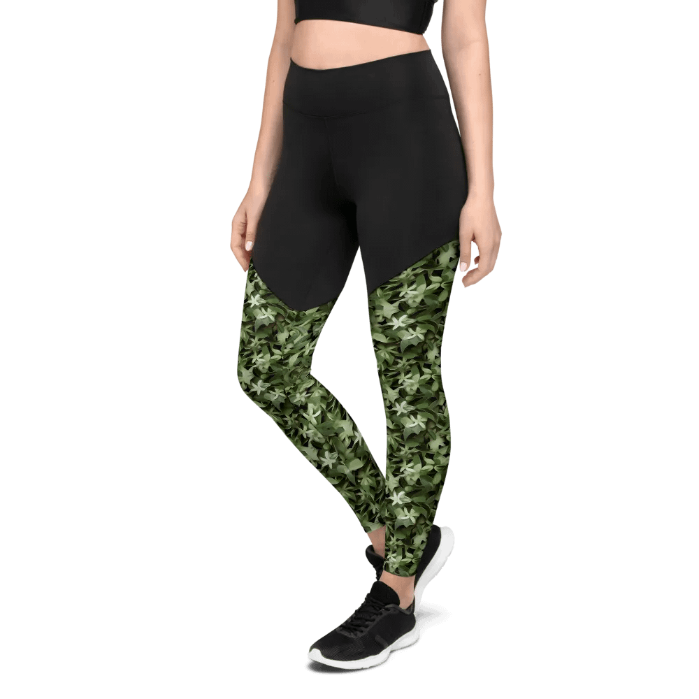 DARK GREEN CAMO PATTERN SPORTS LEGGINGS product image (6)