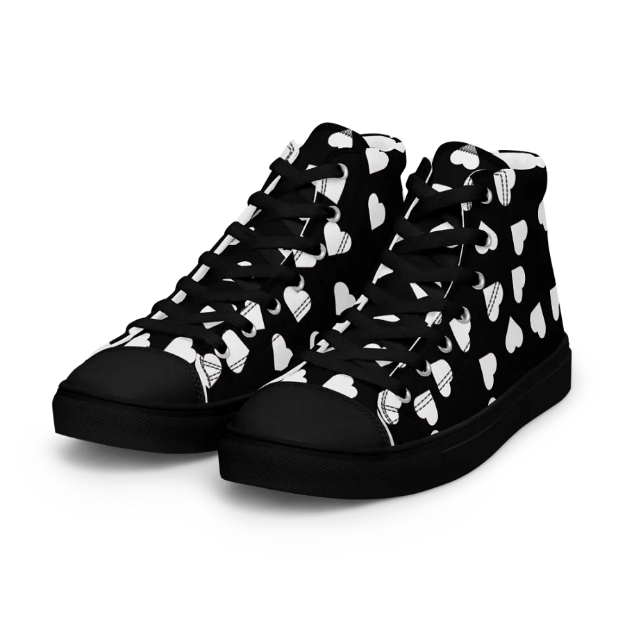 Love Pattern 5 Black and White Ladies High Top Canvas Shoes product image (10)