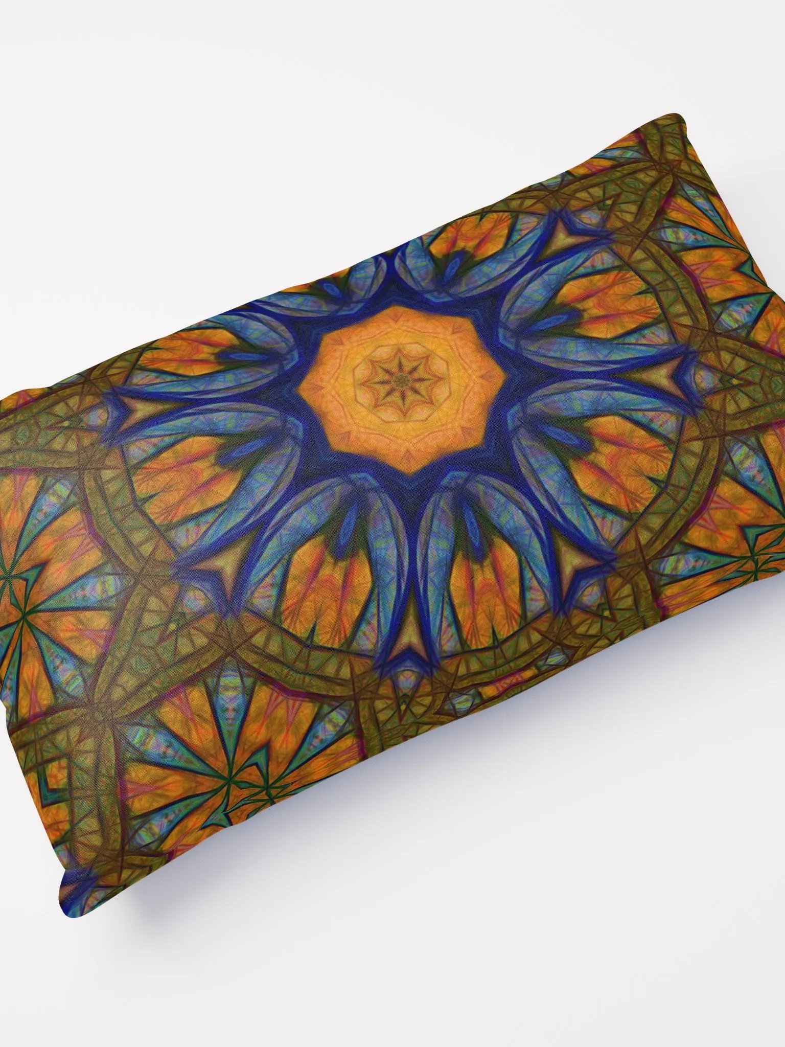 Blue and Orange Sketch Kaleidoscope Throw Pillow product image (11)