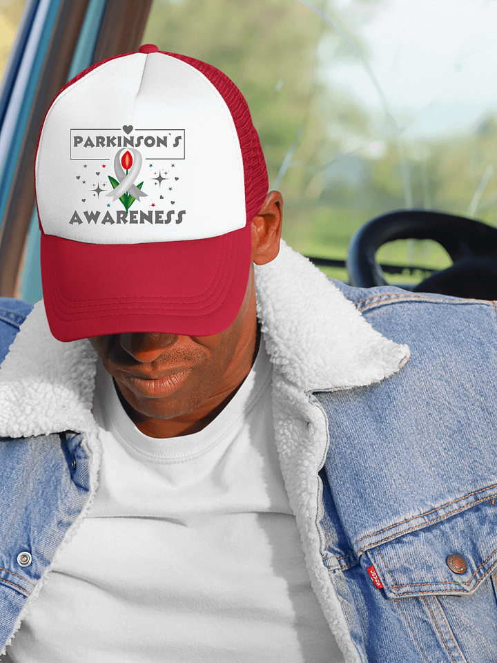 Parkinson's Awareness Red Tulip Form Trucker Hat product image (1)